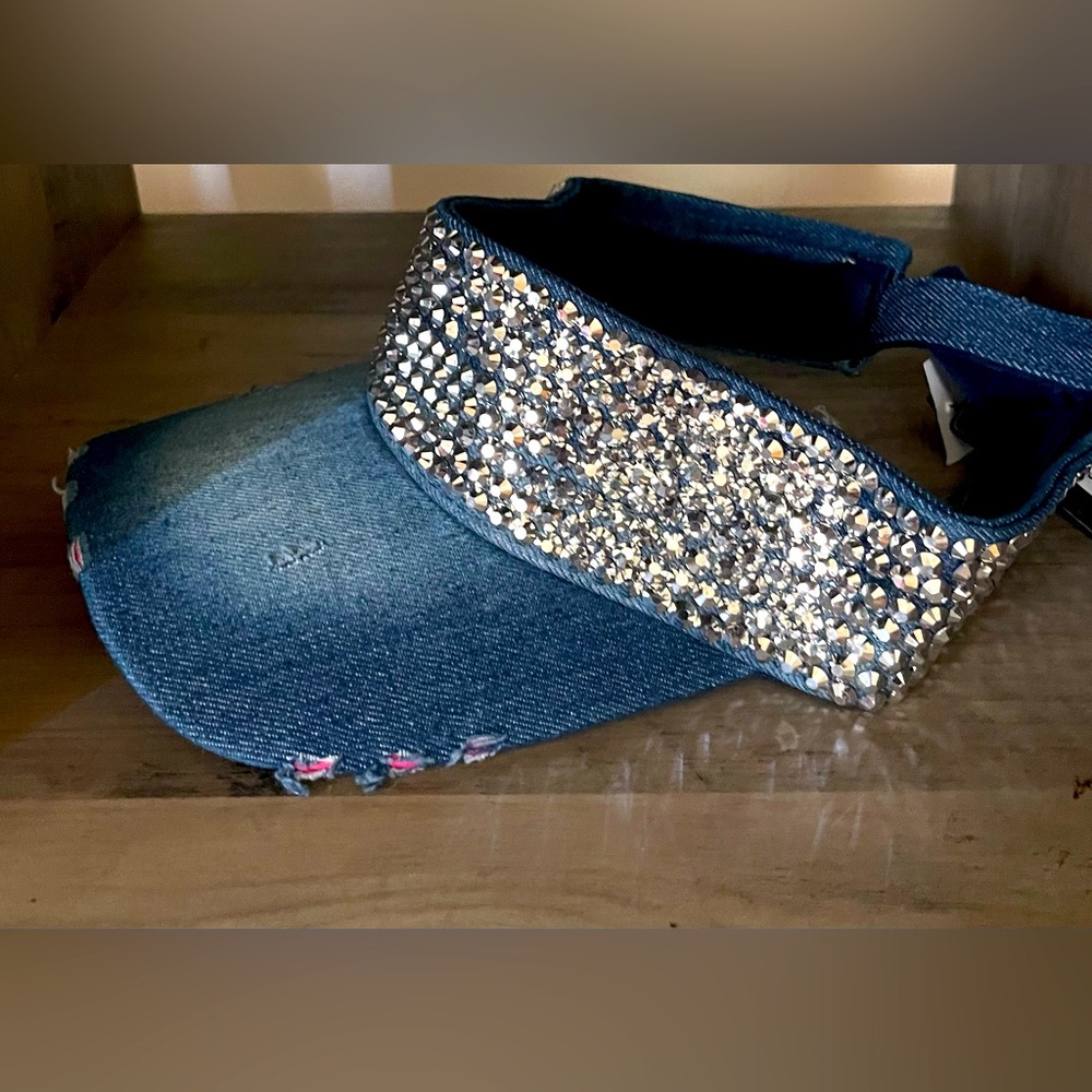Bling Rhinestone Blue Jean Visor